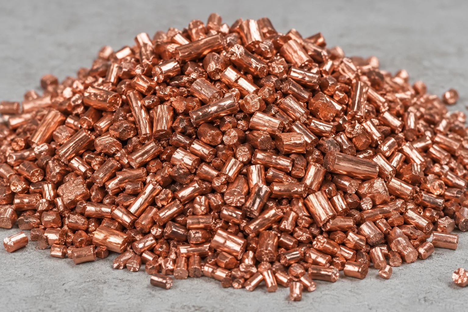 Illustration of clean copper chops and granules